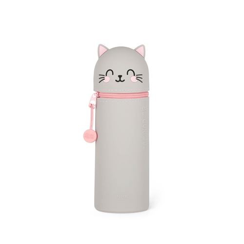 Cat 2-in-1 Soft Silicone Case - Kawaii Table Pen Holder Zipper, Silicone, Pen Bag, Colouring Pencils Marker, H 18.5 Cm, Kitty, Soft - Image 1