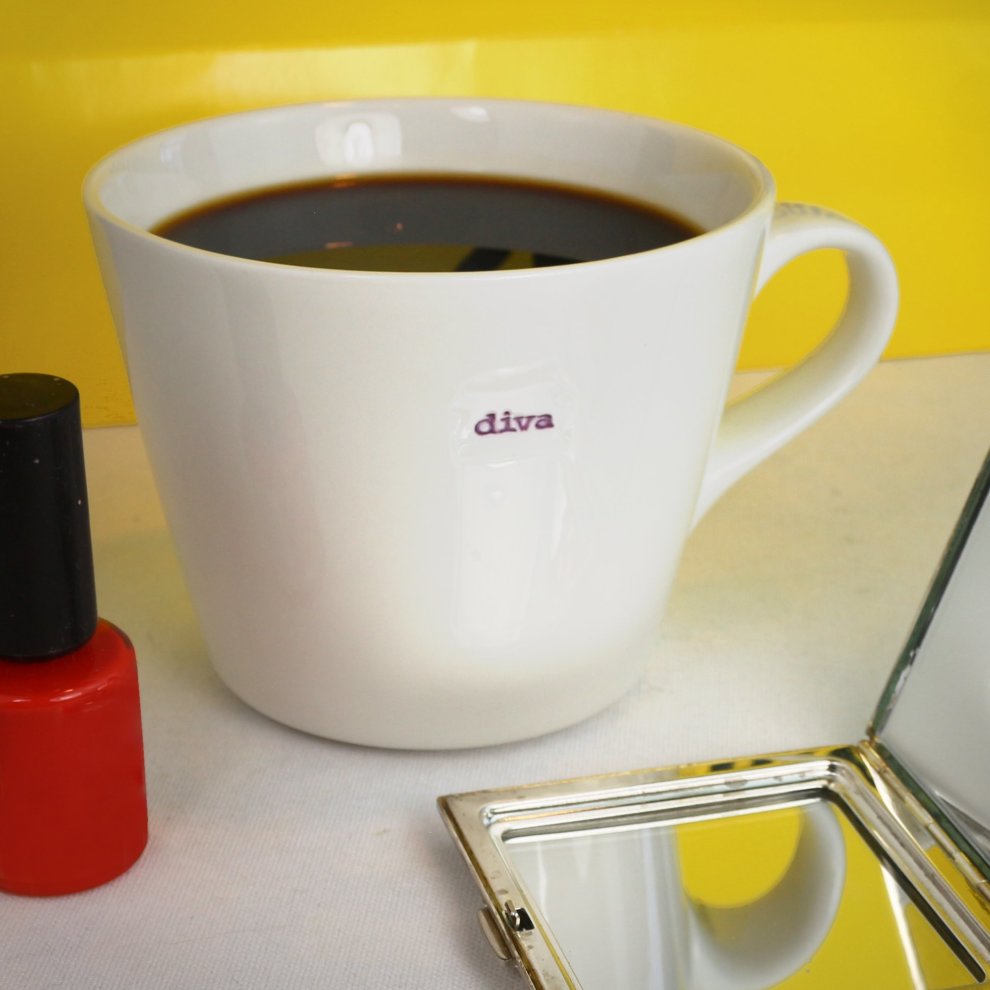 Keith Brymer Jones Word Range 'diva' Bucket Mug, 0.35L - White - Image 2