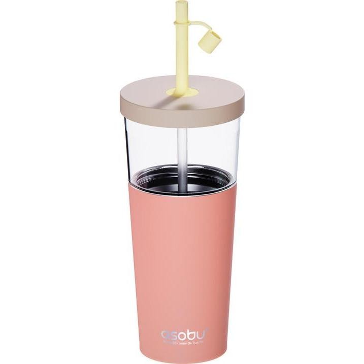 Marina Pastel Peach - 845 ml 2 in 1 Travel Mug with Straw - Image 1