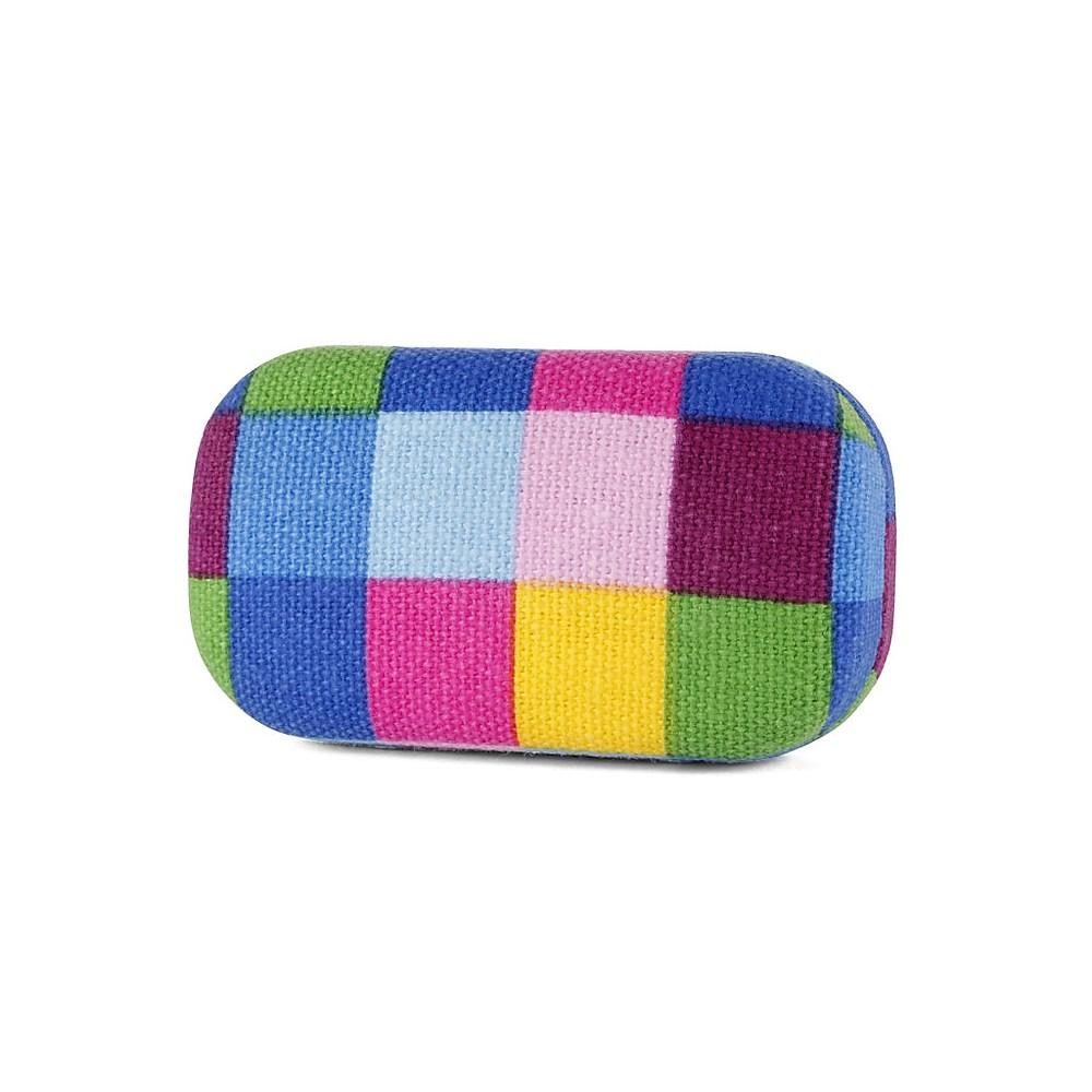 Kikkerland Multi Color Plaid Print Small Travel Portable Compact Organizer Case Container for Earbuds  Jewellery  Loose Change - Image 1