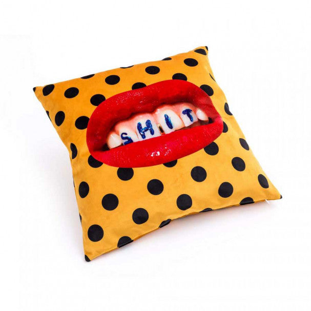 Large Graphic Cushion Shit Yellow by TOILETPAPER - Image 1
