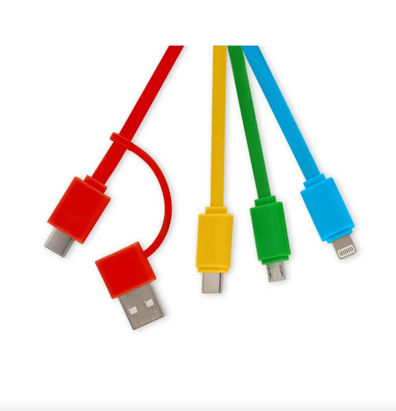 LEGAMI Rainbow Theme Multiple Link up Charging Cable with Keychain 4-in-1 Type-C Micro-USB Lightning Magnetic Compatible with Smartphone Tablet - Image 2