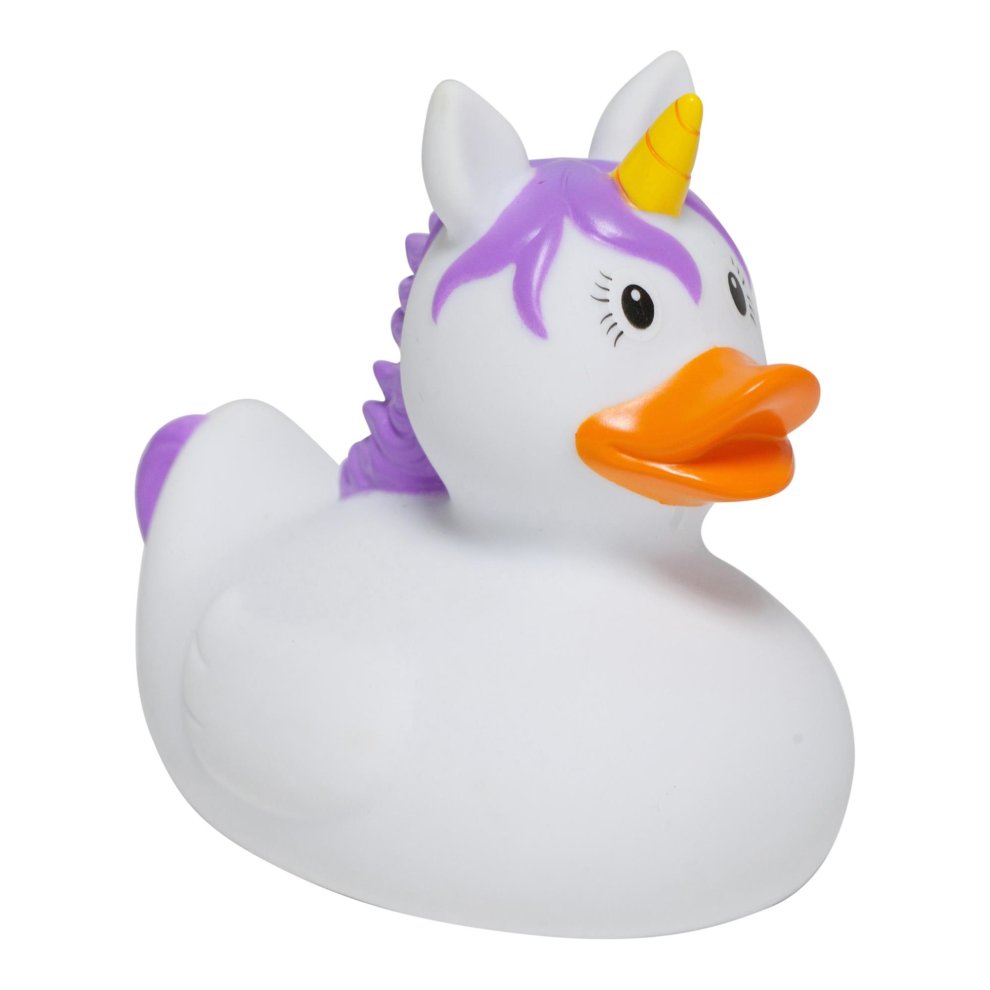 Lilalu White Unicorn Rubber Duck Bathtime Toy - Image 1