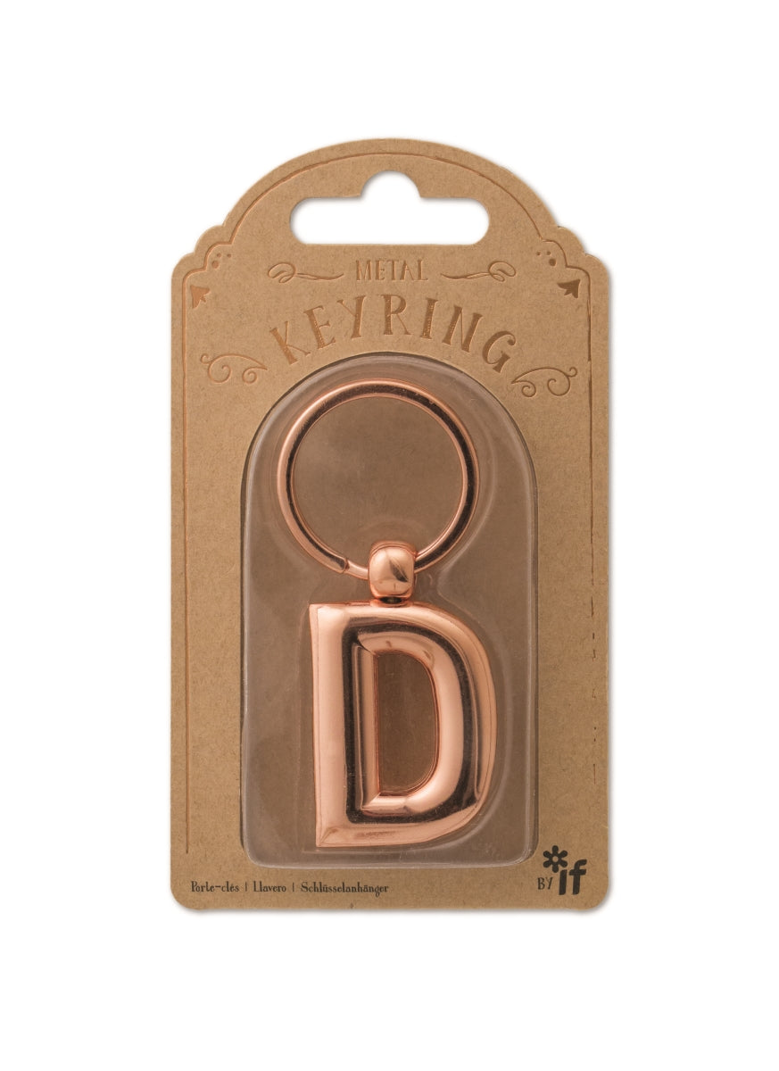 Rose Gold Metal Letter Keyring - D - Image 1