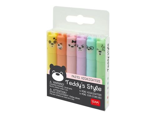 Legami Mini Pastel Highlighters - Teddy's Style, Set of 6 - Image 2