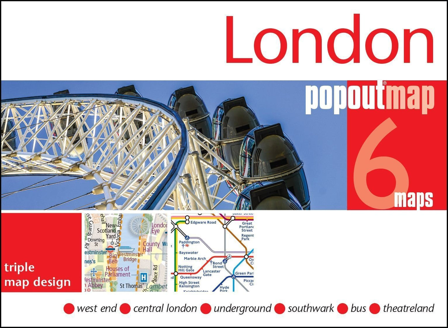 London PopOut Map : 3 PopOut Maps in One Handy, Pocket-size Format Map - Image 1