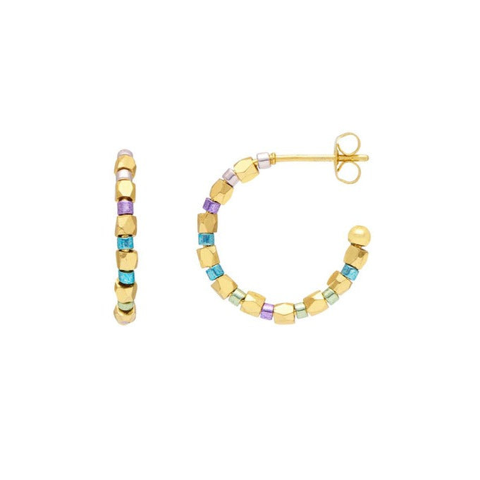 Estella Bartlett - Earrings | Miyuki & Coco Beaded Hoop Earrings | Gold Plated