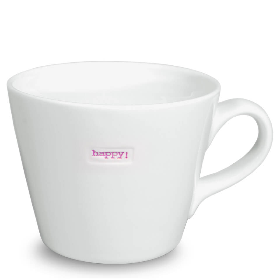 Keith Brymer Jones Word Range 'happy!' Bucket Mug, 0.35L - White - Image 1
