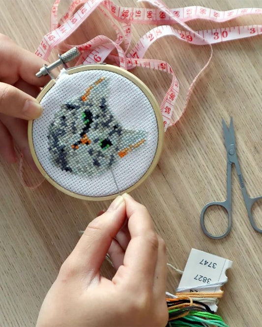 Tabby Cat Mini Cross Stitch Embroidery Kit - Image 2