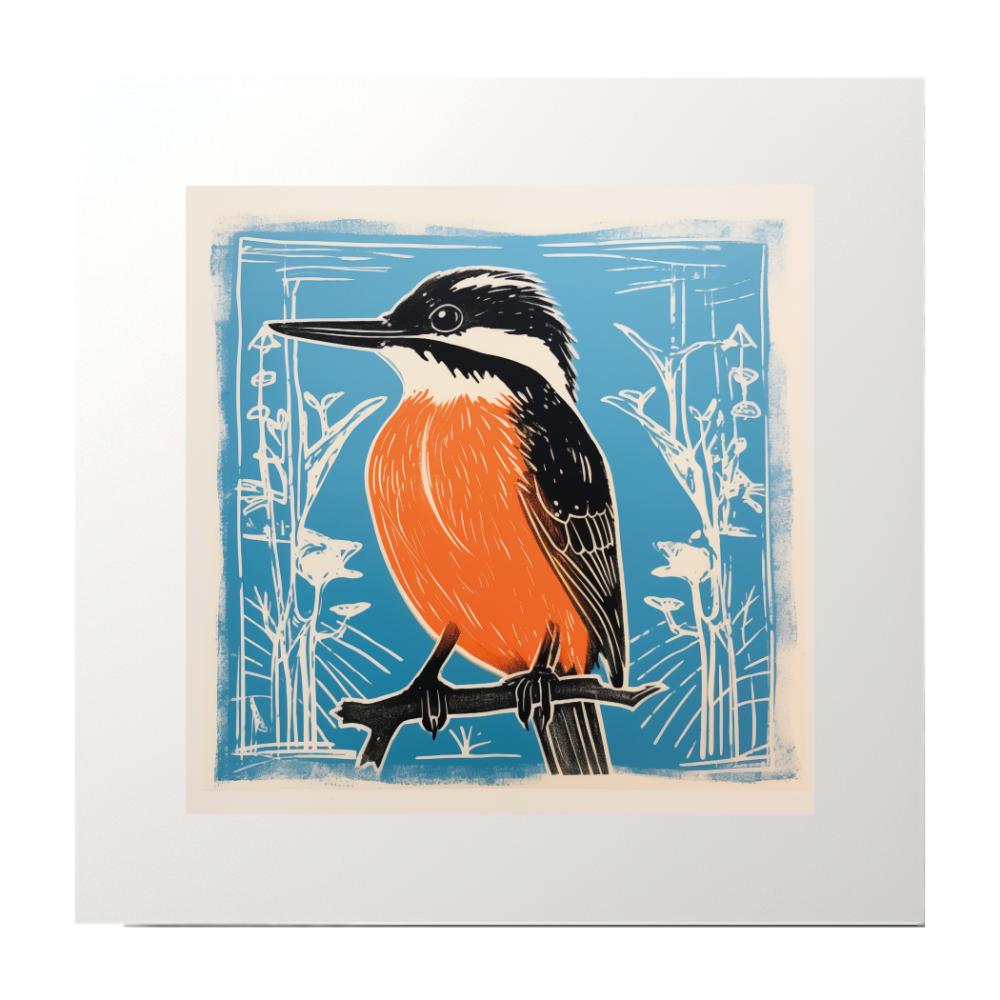 Monoprint Kingfisher Art Print