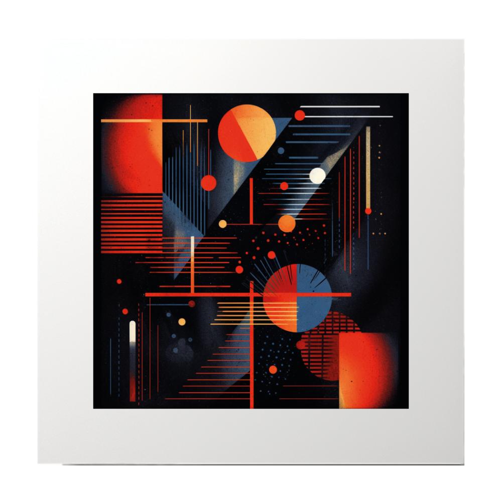 Abstract Black Red and Orange Shapes Art Print
