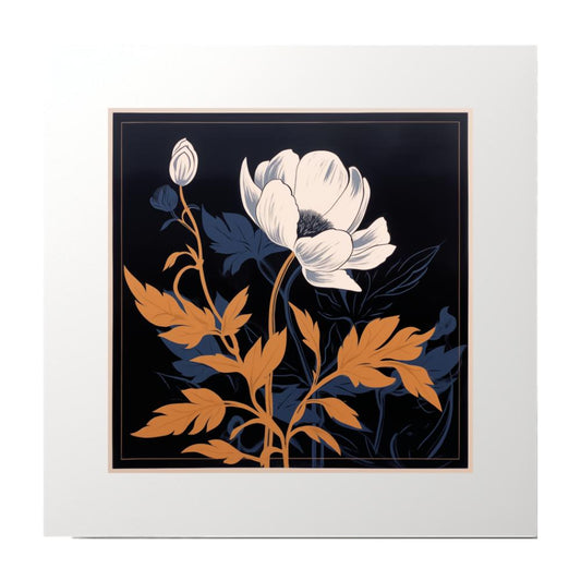 Block Print Black Plant Art Print