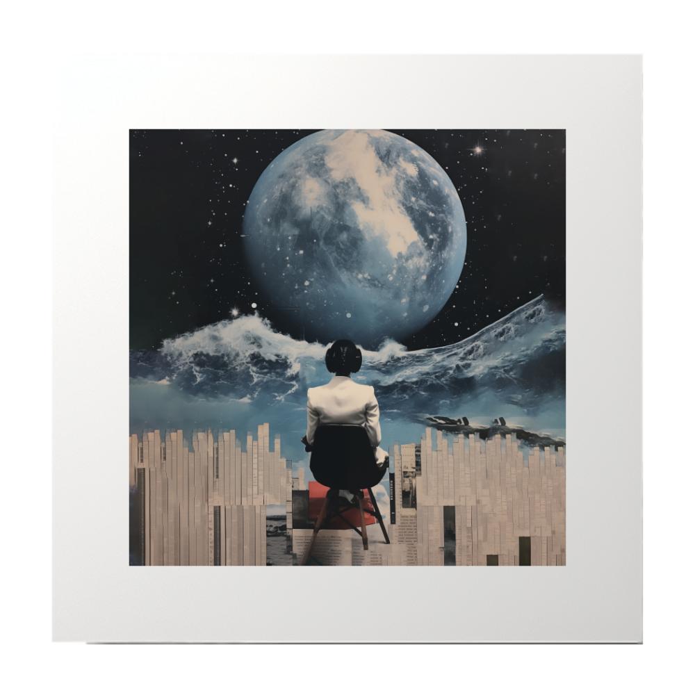 Abstract Collage Blue Planet Art Print