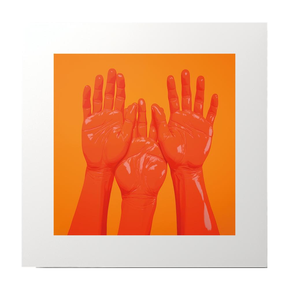 Hands Orange Triple Art Print