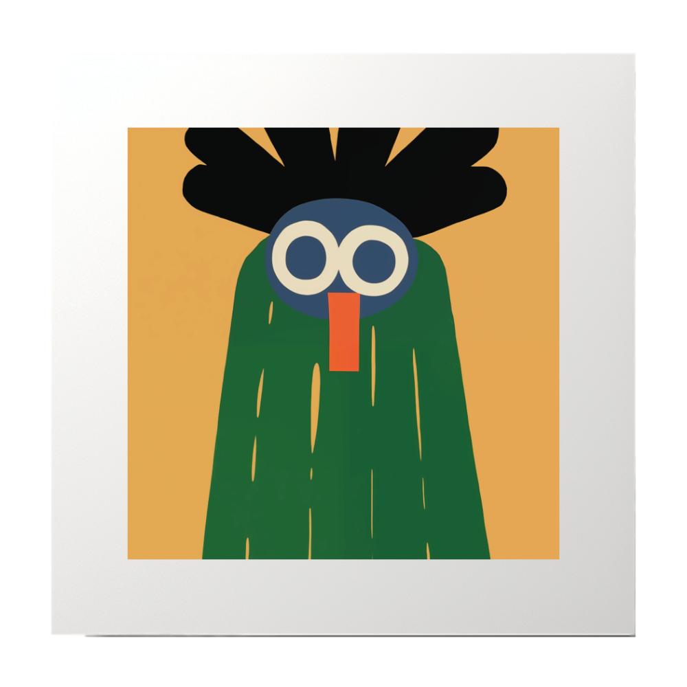 Block Print Yellow Green Character Art Print