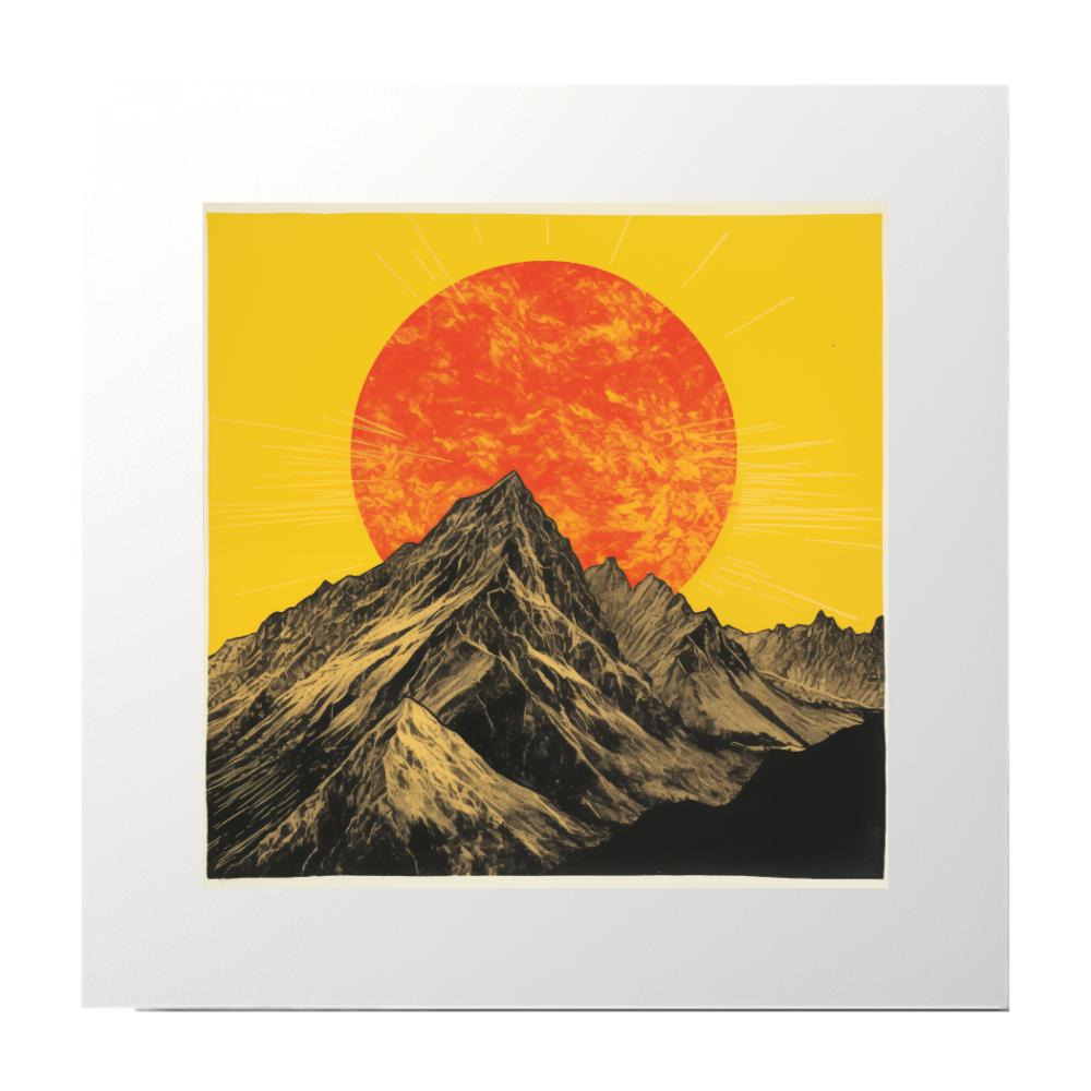 Monoprint Orange Sun Art Print