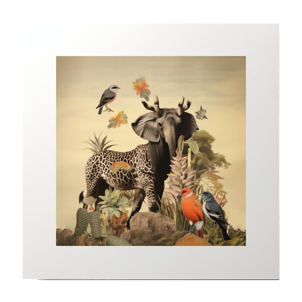 Abstract Collage Animal Elephant Art Print