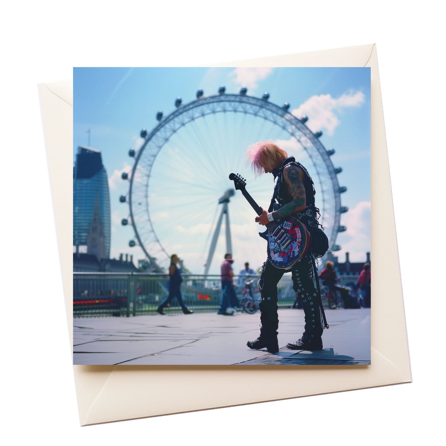 Tourist Punk Rocker London Eye Greeting Card