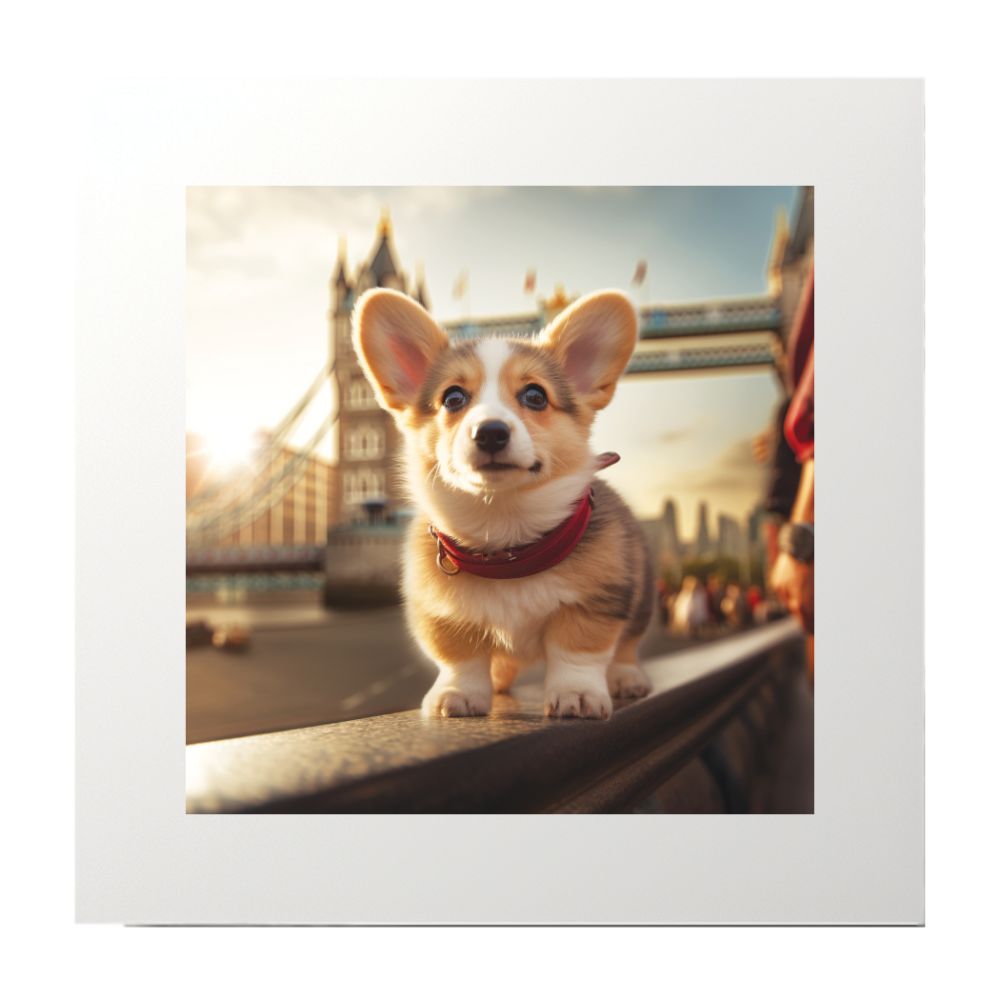 Puppy Corgi Tourist Photography Collage Art Print