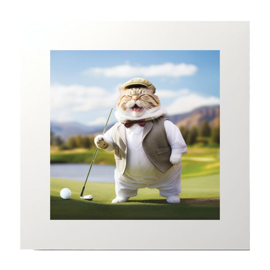 Cat Golf Photography Collage Art Print