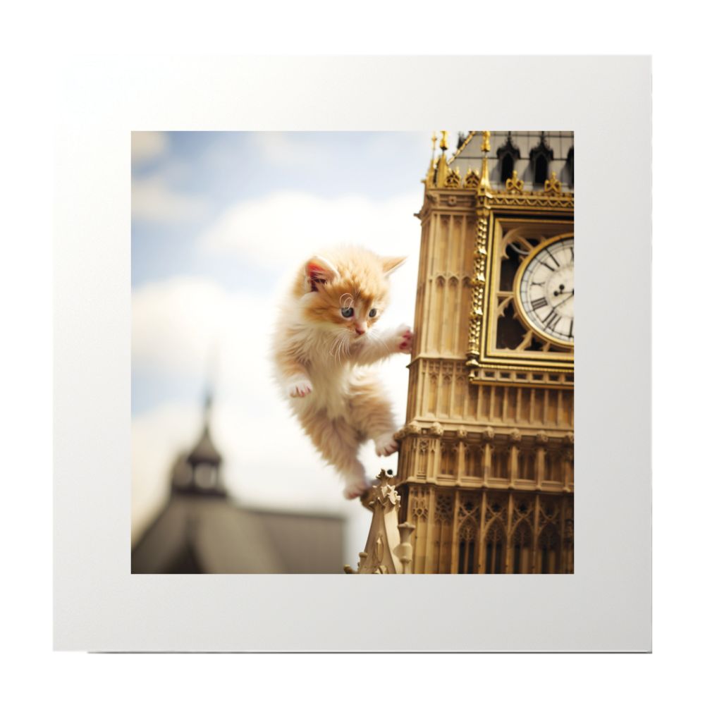 Kitty Climbs Big Ben Tourist Art Print