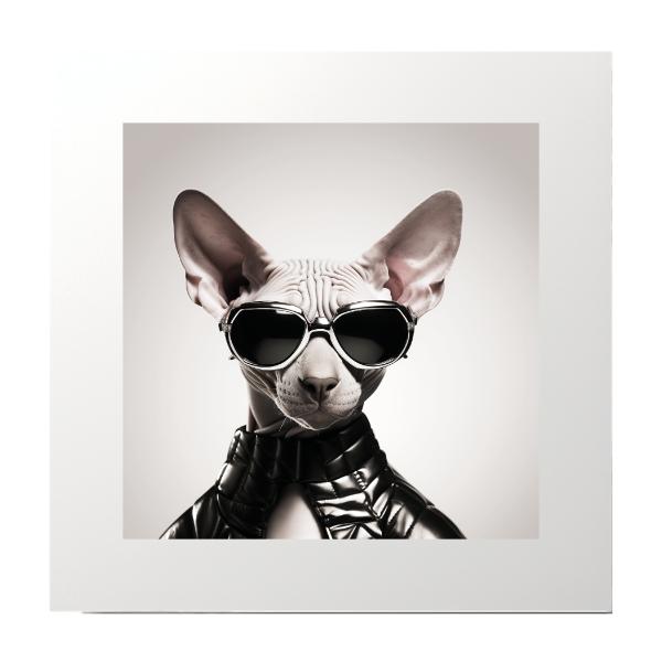 Black and White Sphynx Punk Photography Collage Print