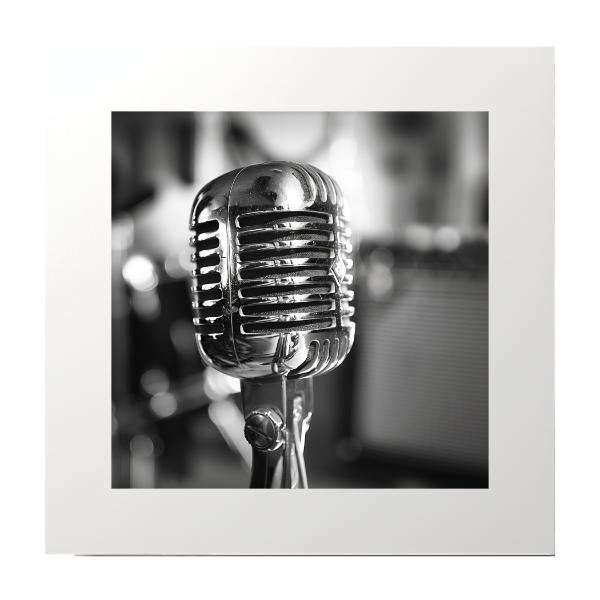 Black and White Retro Microphone Music Photography Print