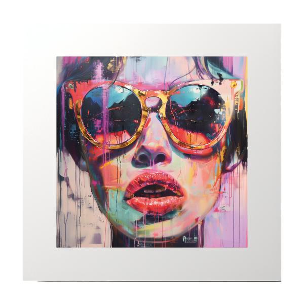 Women in Glasses Multicolour Painting Fine Art Print