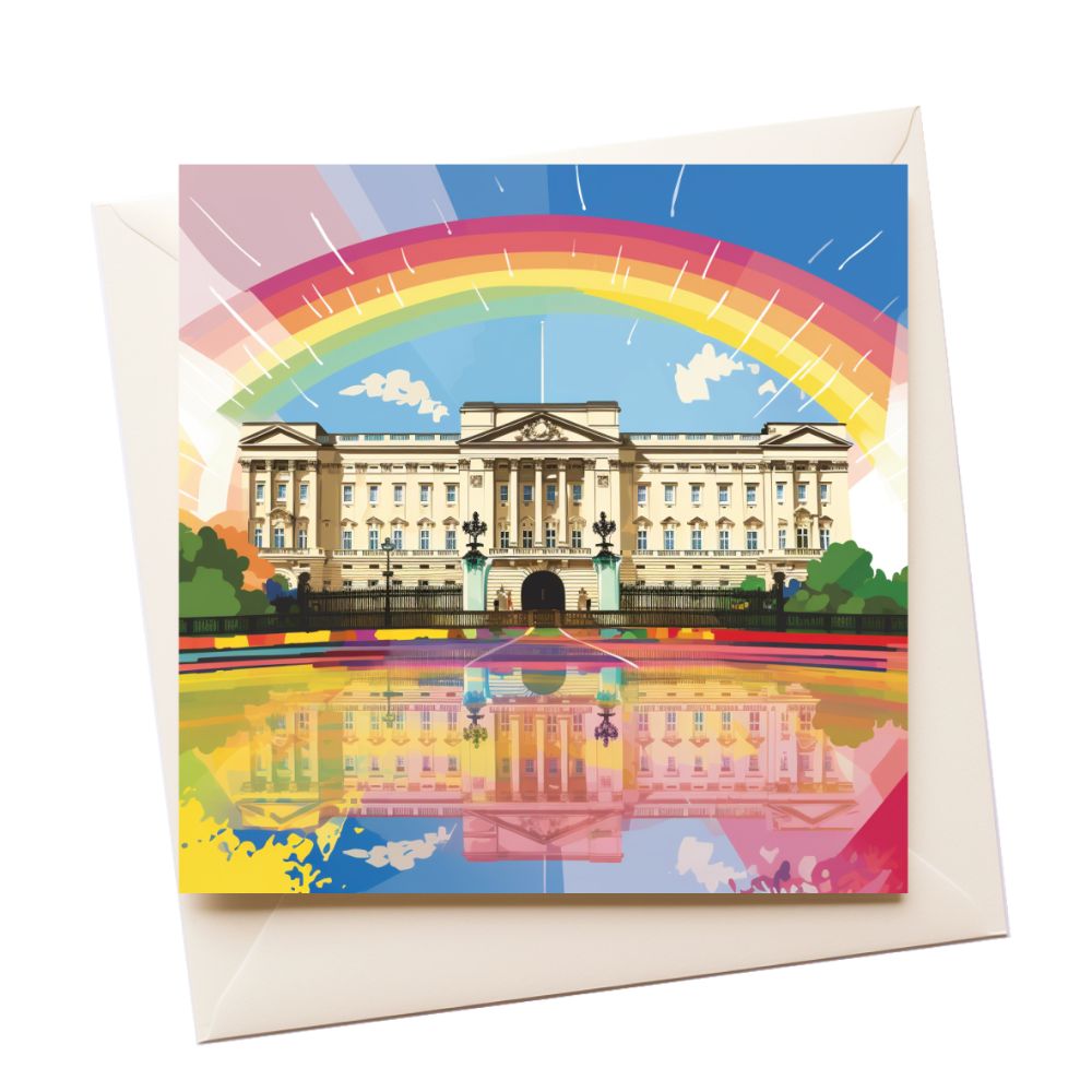 Buckingham Palace Rainbow Graphic Art Greeting Card