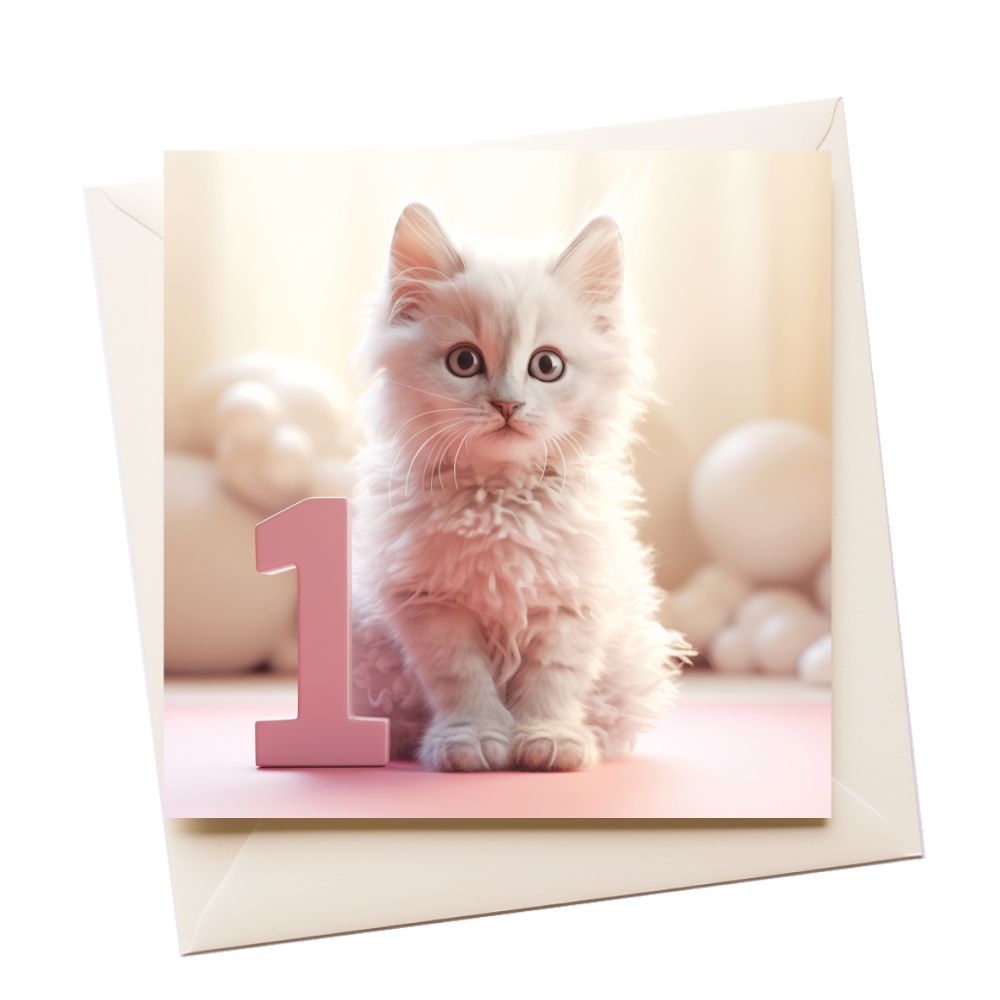 1 Cat Age Birthday Greeting Card