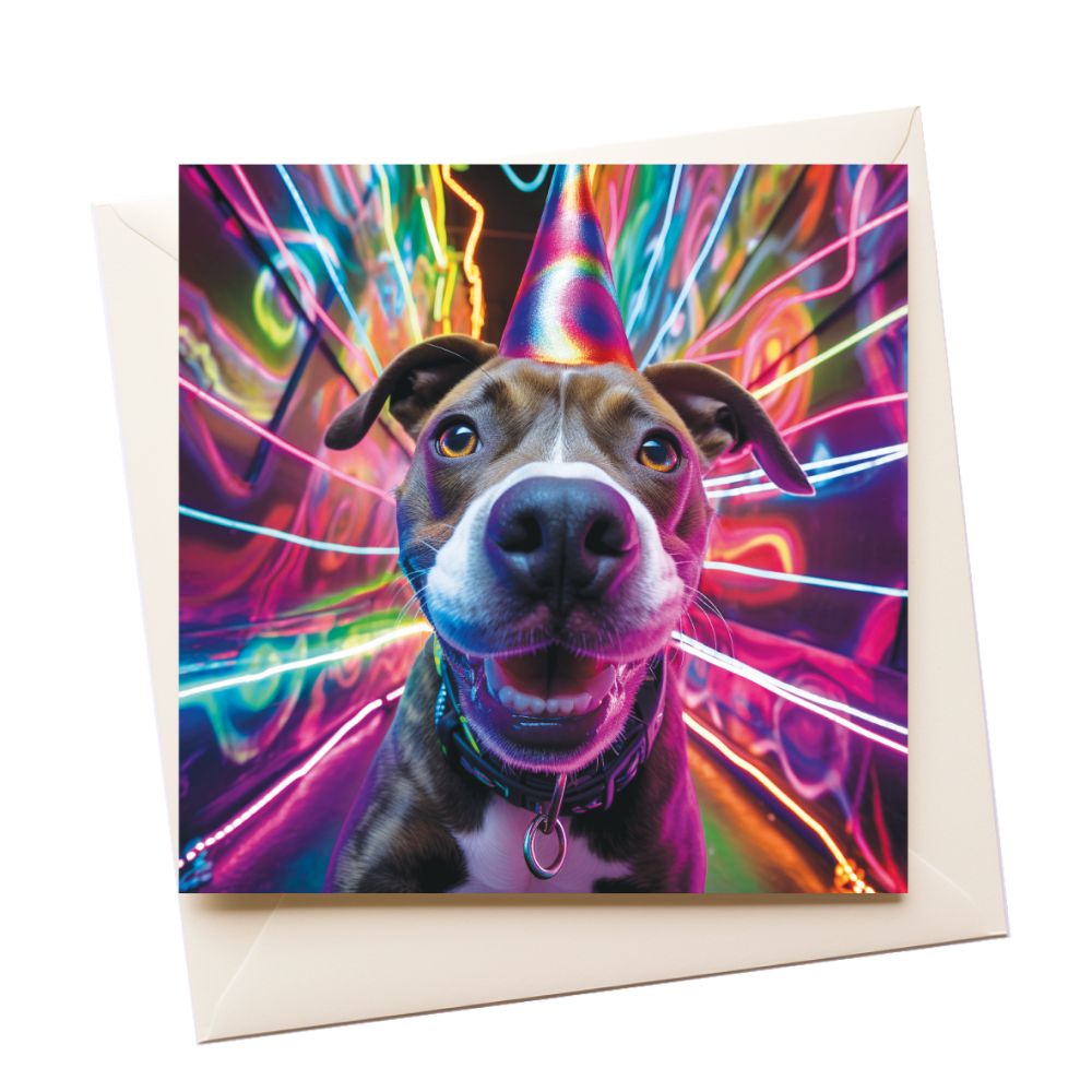 Dog Rave Birthday Greeting Card