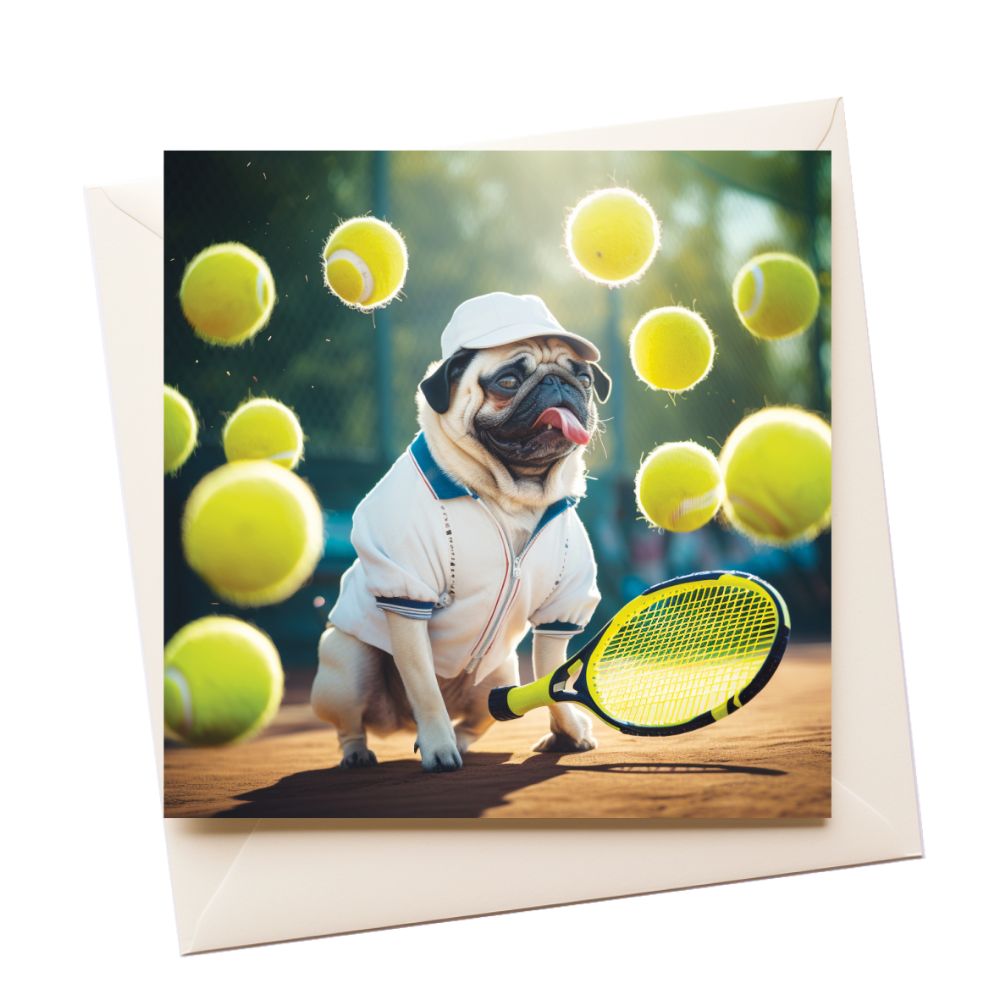 Dog Tennis Birthday Greeting Card