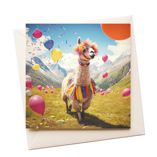 Llama Hill Birthday Greeting Card