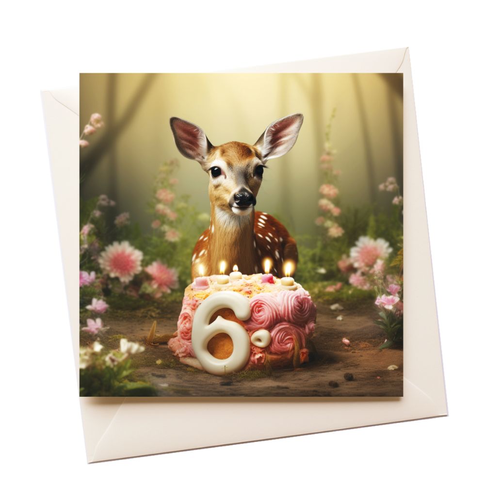 6 Deer Age Birthday Greeting Card
