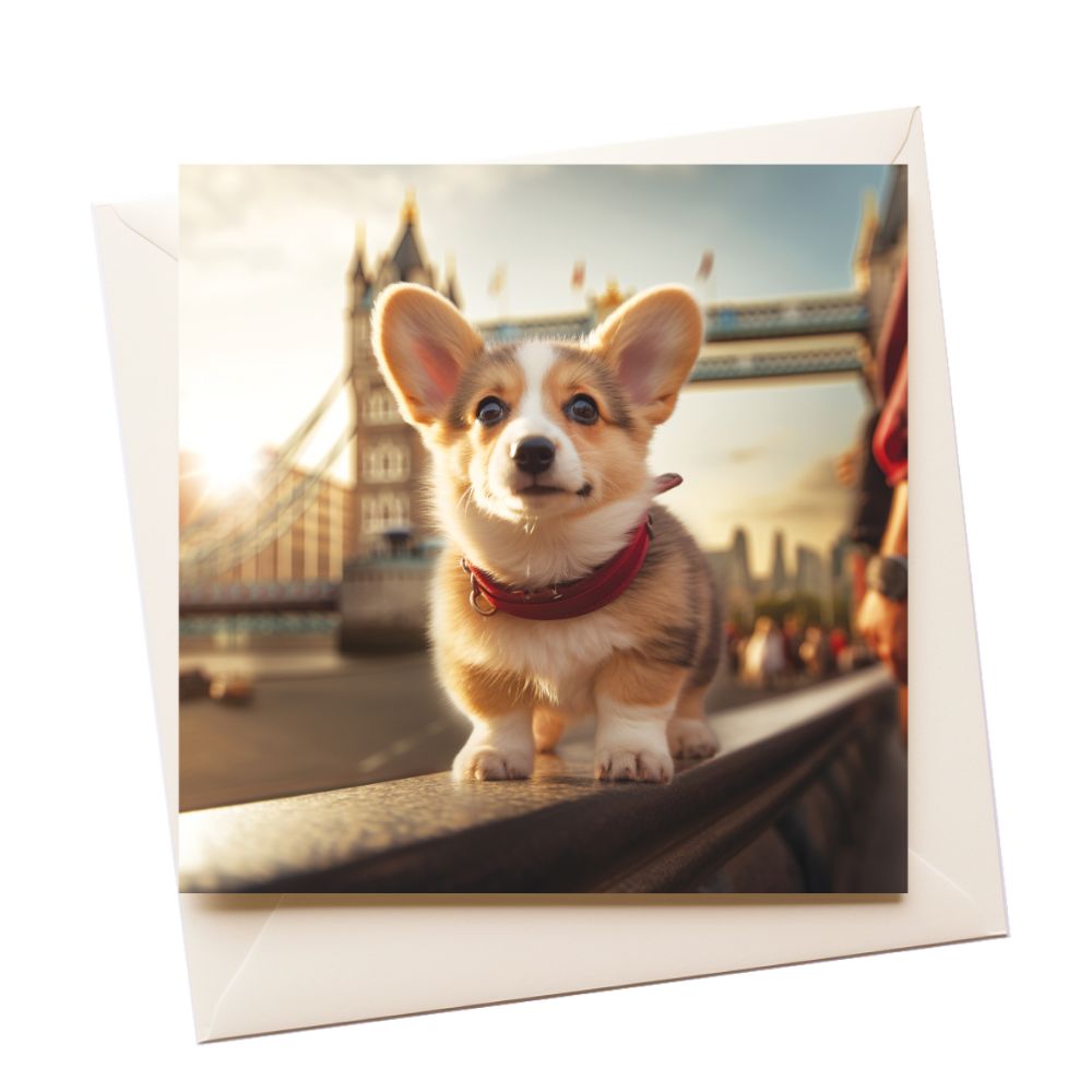 Puppy Corgi Tourist Greeting Card