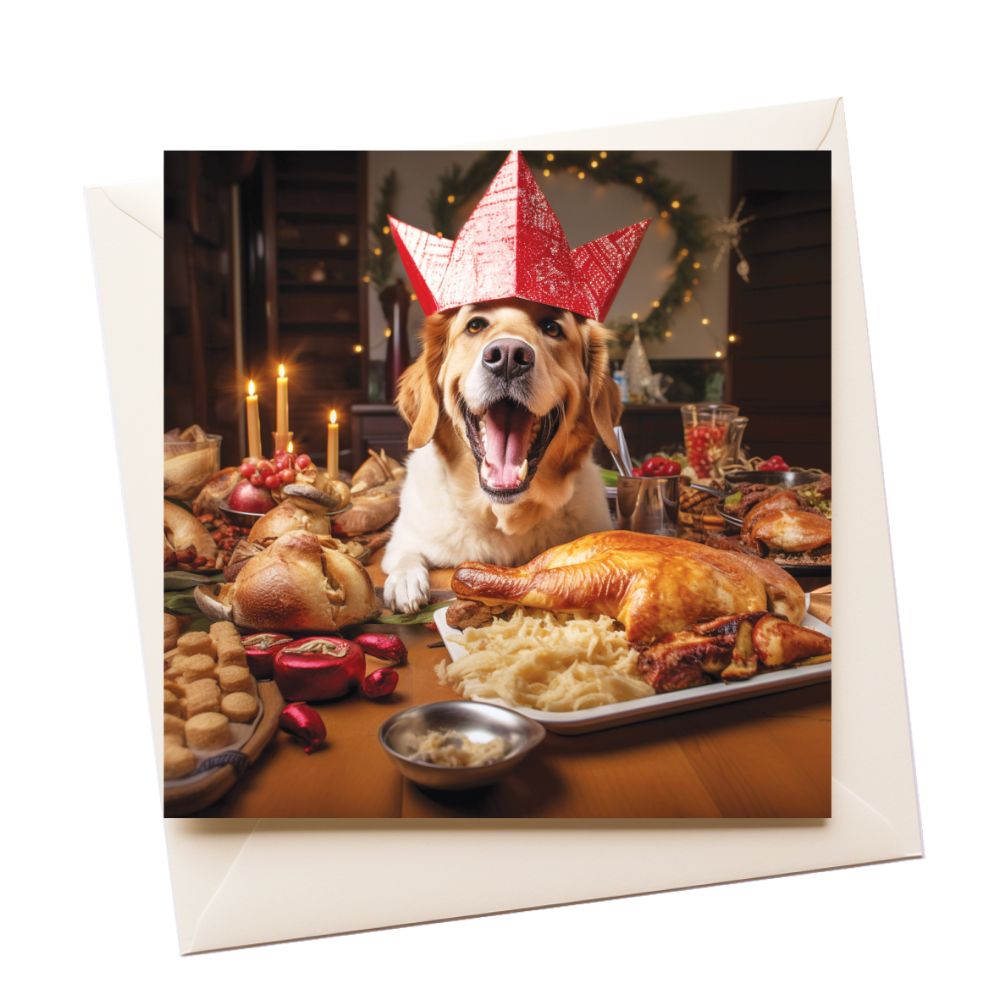 Dogs Xmas Dinner Christmas Greeting Card