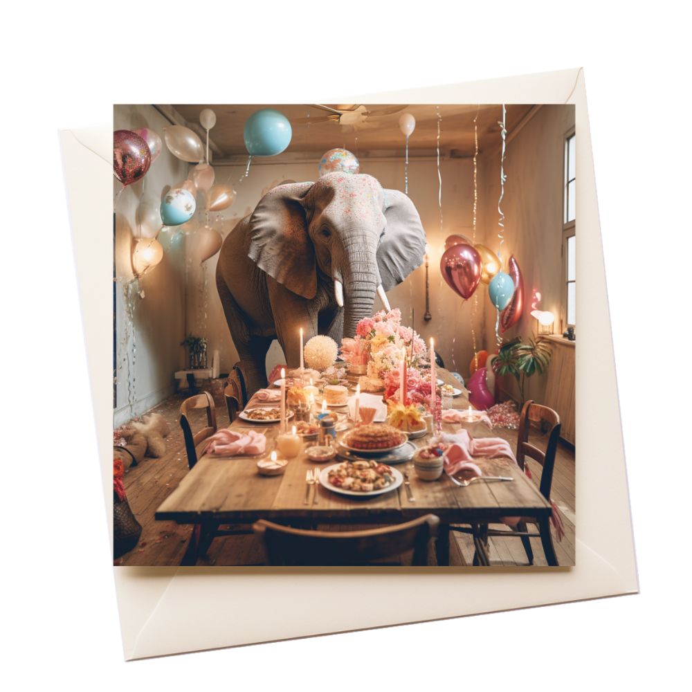 Party Elephant Birthday Greeting Card