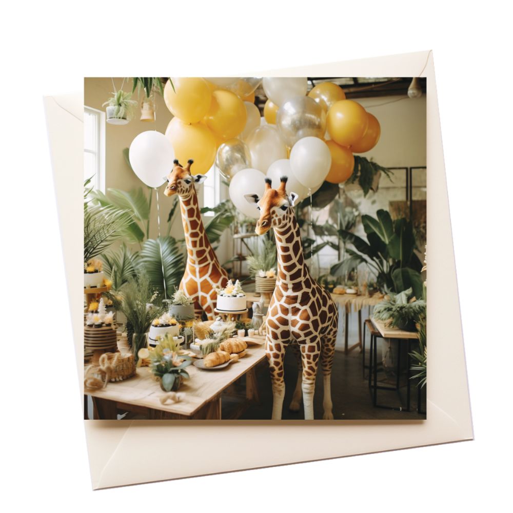 Party Giraffe Birthday Greeting Card