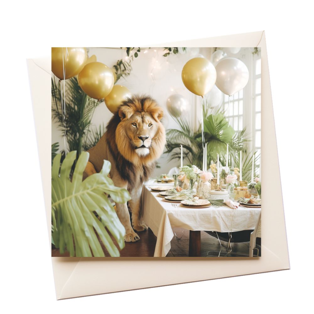 Party Lion Birthday Greeting Card