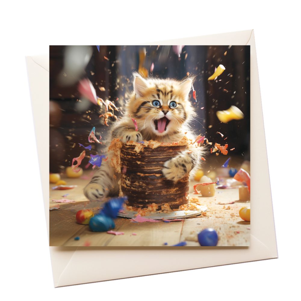 Cat Cake Birthday Greeting Card
