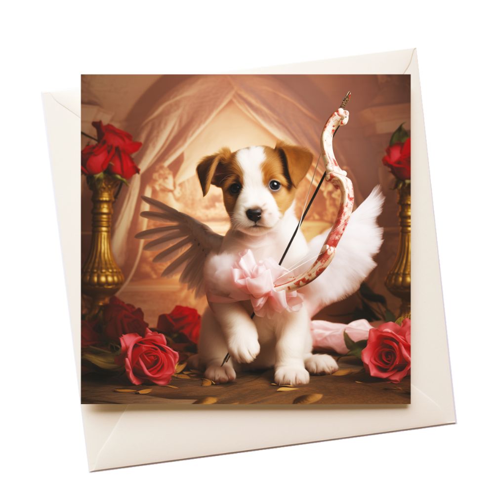 Puppy Cherub Love Greeting Card