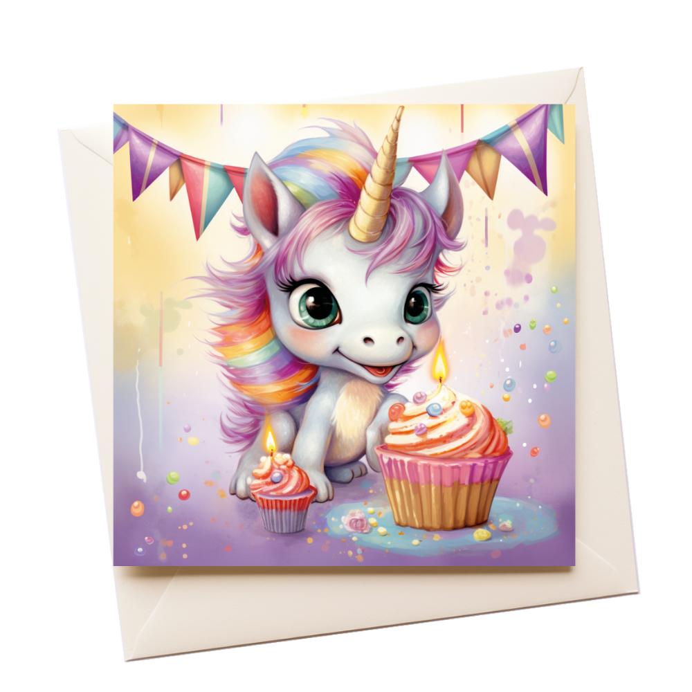 Watercolour Unicorn Birthday Greeting Card