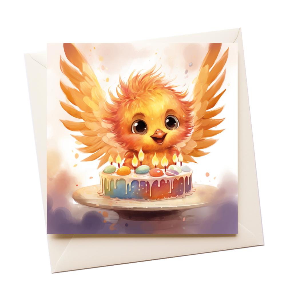 Watercolour Phoenix Birthday Greeting Card