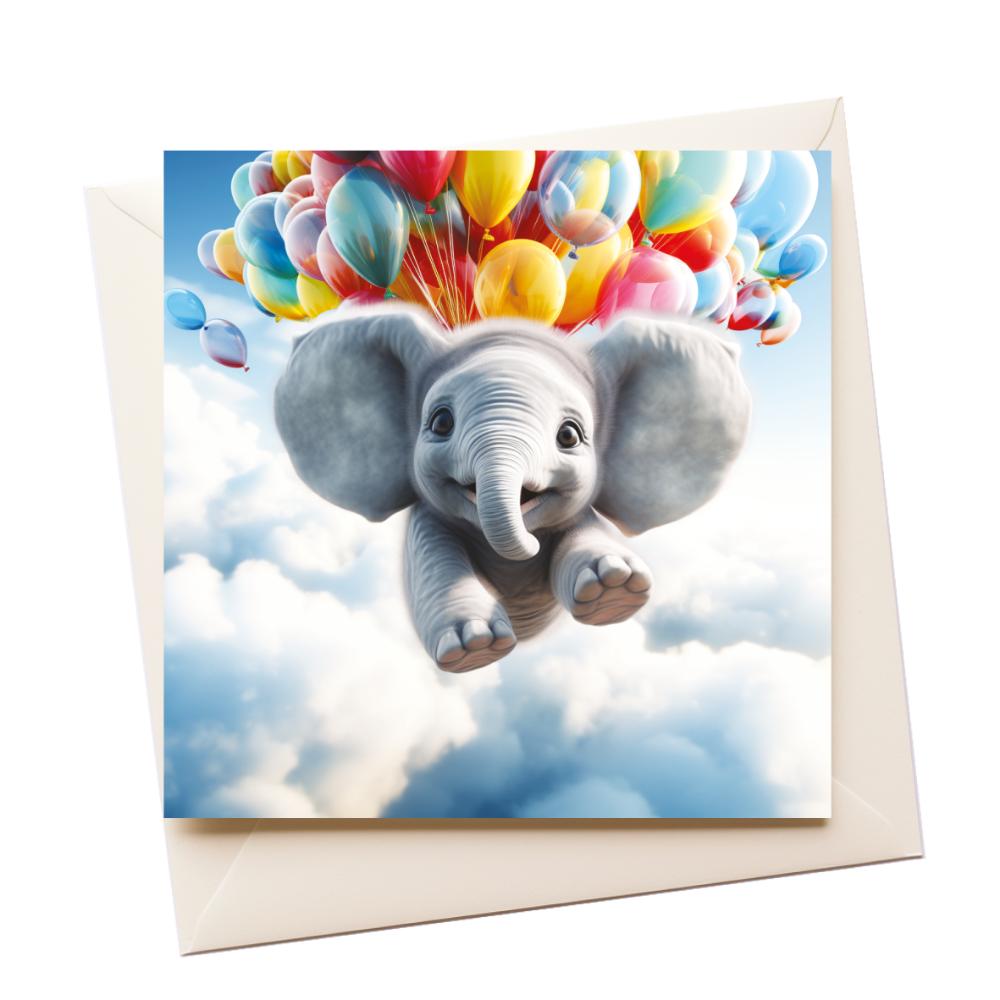 3D Elephant Balloon Birthday Greeting Card