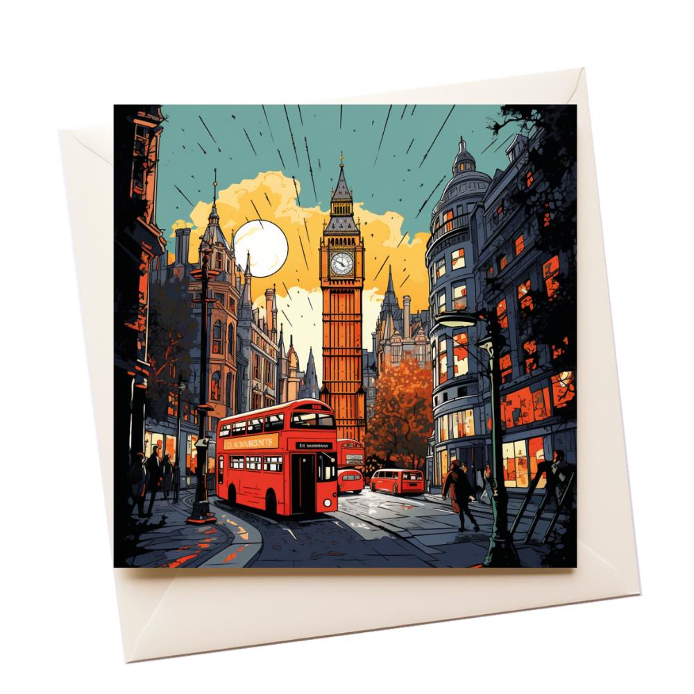 Comic London Big Ben Greeting Card