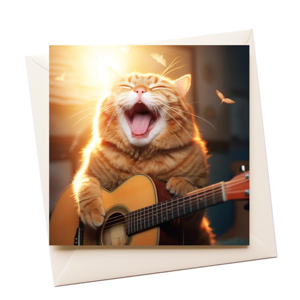 Cat Guitar Greeting Card