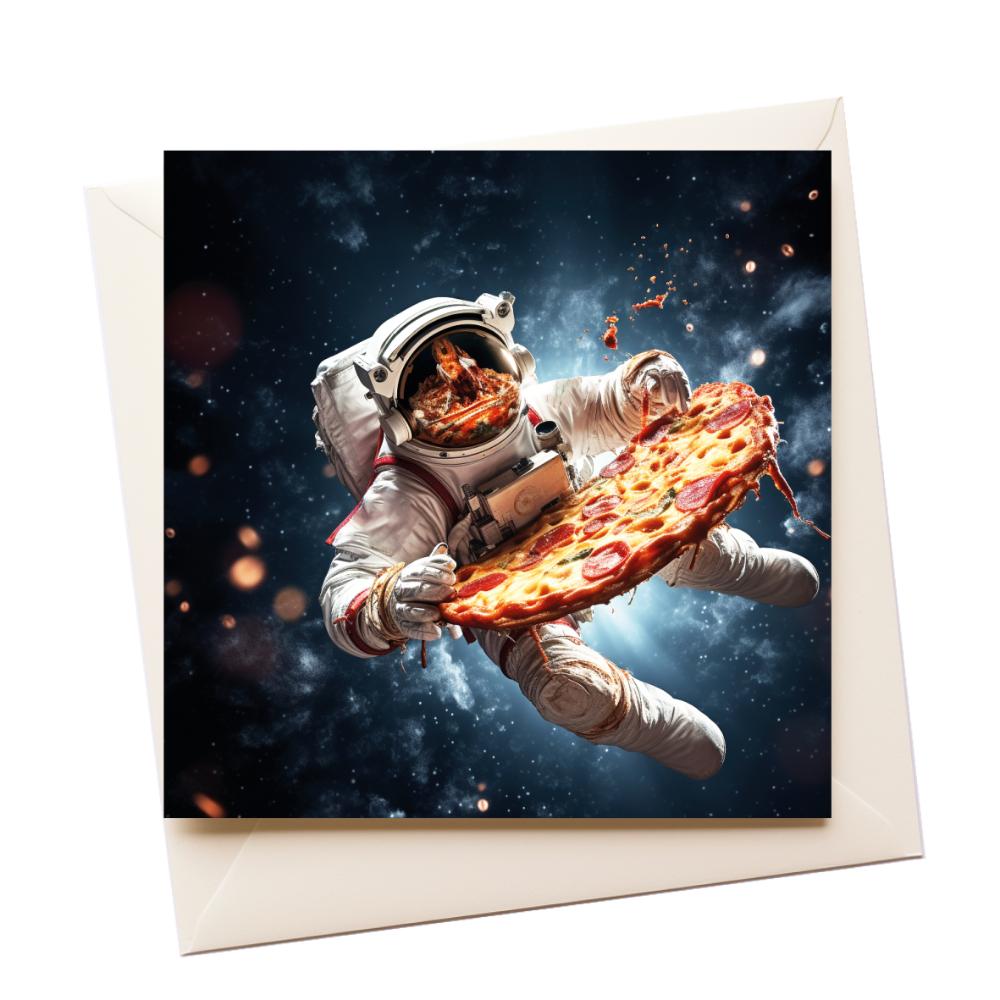 Astronaut Pizza Delivery Greeting Card