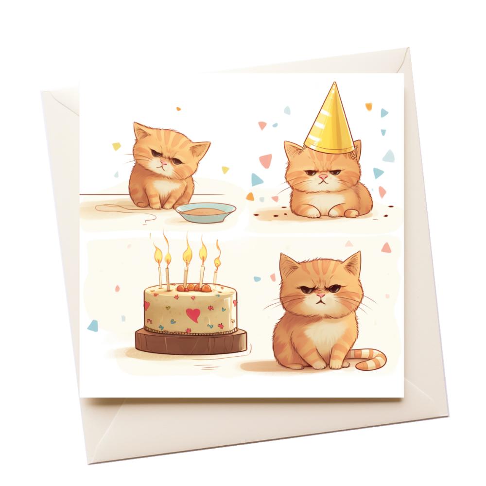 Comic Grumpy Ginger Cat Greeting Card