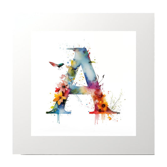 Alphabet Watercolour A Art Print