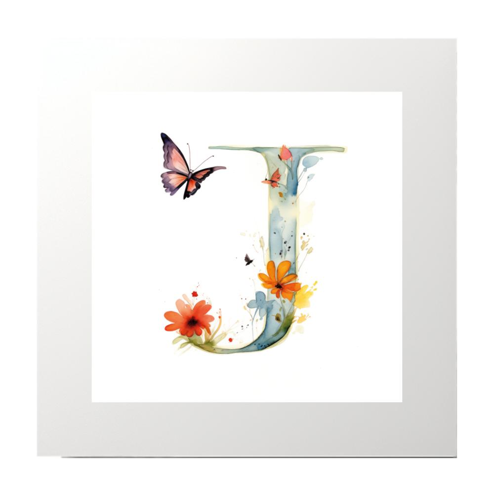 Alphabet Watercolour J Art Print